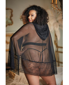 Lace & Mesh Cape with attached Waist Belt