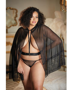 Lace & Mesh Cape with attached Waist Belt