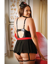 Load image into Gallery viewer, Play Midnight Nurse Hat, Choker, Gartered Teddy &amp; Skirt Black