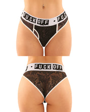Load image into Gallery viewer, Buddy Fuck Off Lace Boy Brief &amp; Lace Thong Black