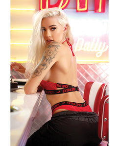 Vibes Extra Spicy Halter Bralette & Cheeky Panty Chili Red M-l