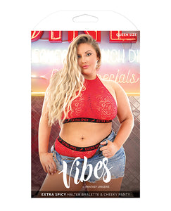 Vibes Extra Spicy Halter Bralette & Cheeky Panty Chili Red Qn