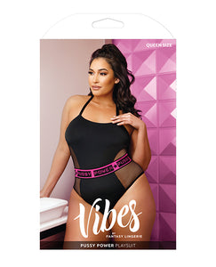 Vibes Pussy Power Micro-net Playsuit Black Qn