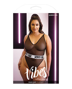 Vibes Fuck Off Mesh Playsuit Black Qn