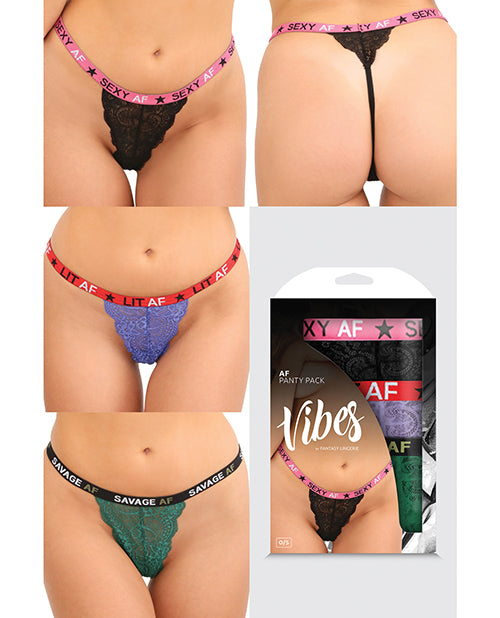 Vibes Af 3 Pack Thongs Assorted Colors O-s