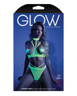 Glow Black Light Harness Open Shelf Bra & Cage Thong (pasties Not Included)