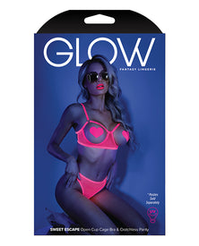 Glow Black Light Open Cup Bra & Panties