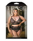 Tease Kelsey Lace Bralette, Garterbelt & Panty - Plus Size