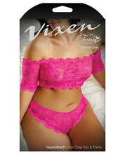 Load image into Gallery viewer, Vixen Hypnotized Lace Crop &amp; Panty Ultra Pink