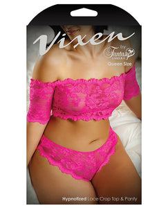 Vixen Hypnotized Lace Crop & Panty Ultra Pink