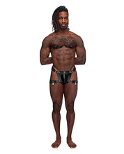 Load image into Gallery viewer, Leather Scorpio Adjustable Waist &amp; Leg Band Thong Black O/s